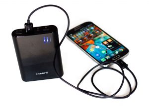 mobile charger in hand luggage